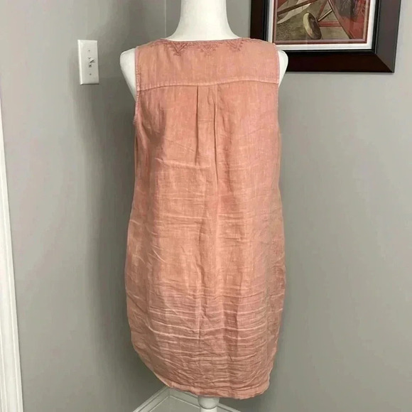 ARTISAN NY 100% Linen Sleeveless Dress Dusty Rose Pink Size Medium Pockets - Picture 5 of 6